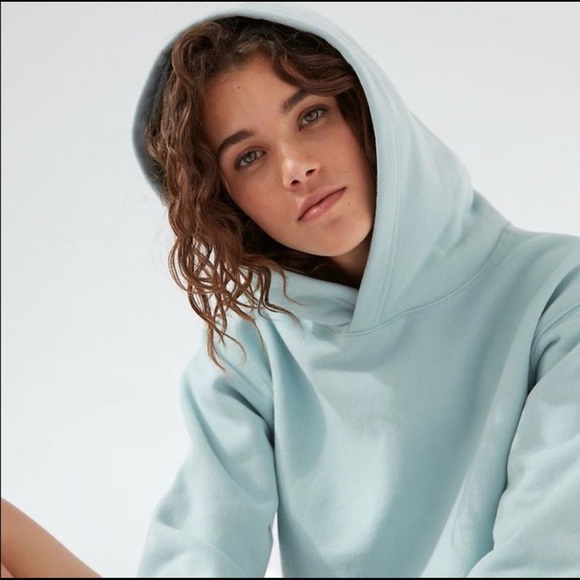 Aritzia TNA Cropped Hoodie in Mint/Blue - Picture 2 of 4